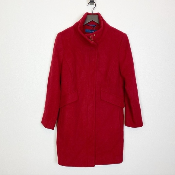 Cole Haan Stand Collar Wool Blend Melton Coat - Picture 2 of 9